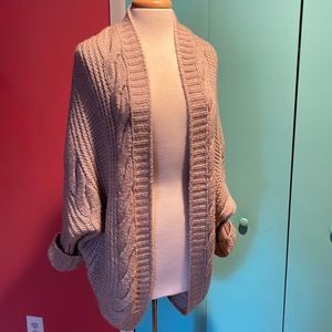 Cable knit tan cardigan